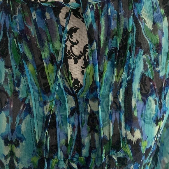 Express ikat print top size XS blue green teal relaxed beachy vibe - Picture 14 of 14